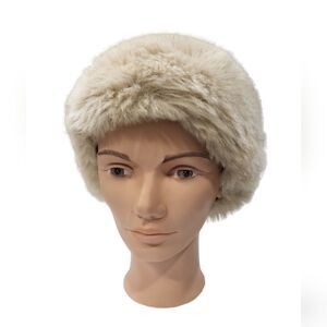 EUC faux fur women's beautiful very warm winter hat, tan